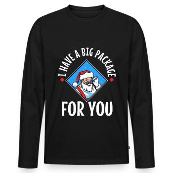 J’ai un gros paquet pour vous - T-shirt manches longues Premium bio Homme - noir - Devant - Nico (187cm)
