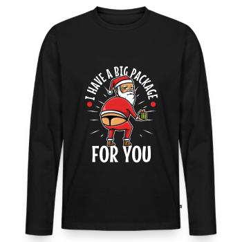 J’ai un gros paquet pour vous - T-shirt manches longues Premium bio Homme - noir - Devant - Nico (187cm)