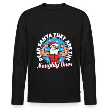 Dear santa they are the naughty ones - Men's Premium Organic Long Sleeve Shirt - black - Front - Nico (187cm)