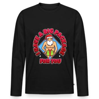 J’ai un gros paquet pour vous - T-shirt manches longues Premium bio Homme - noir - Devant - Nico (187cm)