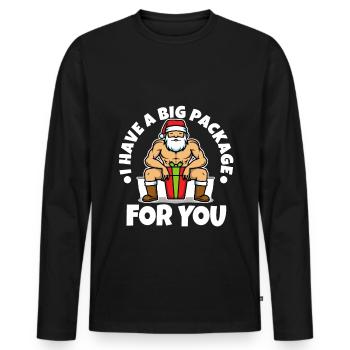 J’ai un gros paquet pour vous - T-shirt manches longues Premium bio Homme - noir - Devant - Nico (187cm)
