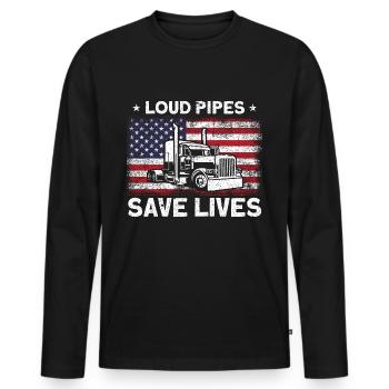 Trucker Fernfahrer Sattelzug Geschenk - Männer Premium Bio Langarmshirt - Schwarz - Vorne - Nico (187cm)
