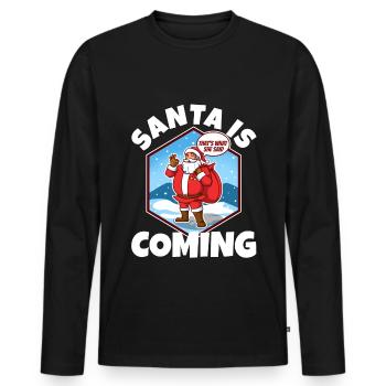 Le Père Noël arrive, c’est ce qu’elle a dit - T-shirt manches longues Premium bio Homme - noir - Devant - Nico (187cm)