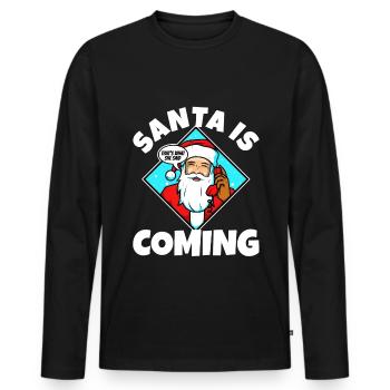 Le Père Noël arrive, c’est ce qu’elle a dit - T-shirt manches longues Premium bio Homme - noir - Devant - Nico (187cm)