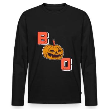 Citrouille d’Halloween - Boo - T-shirt manches longues Premium bio Homme - noir - Devant - Nico (187cm)