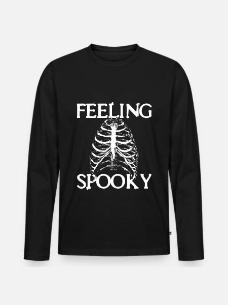 Halloween - Feeling Spooky - Männer Premium Bio Langarmshirt - Schwarz