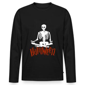 Skelett Knochen - Halloween - Männer Premium Bio Langarmshirt - Schwarz - Vorne - Nico (187cm)