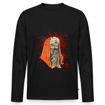 Nonne Skelett Betet Halloween - Männer Premium Bio Langarmshirt - Schwarz - Vorne - Nico (187cm)