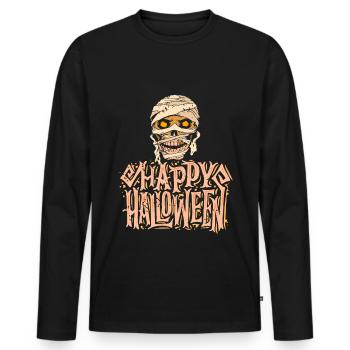 Happy Halloween Mumie Skelett - Männer Premium Bio Langarmshirt - Schwarz - Vorne - Nico (187cm)