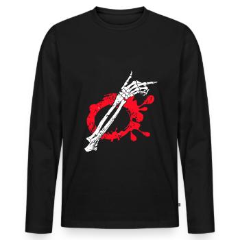 Halloween Skelett hand Knochen - Männer Premium Bio Langarmshirt - Schwarz - Vorne - Nico (187cm)