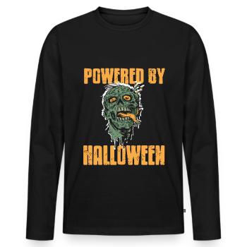 Powered by Halloween - Männer Premium Bio Langarmshirt - Schwarz - Vorne - Nico (187cm)