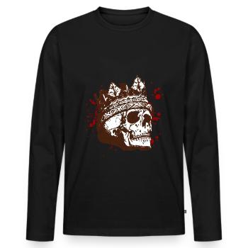 Halloween Knochen Totenkopf König Blut - Männer Premium Bio Langarmshirt - Schwarz - Vorne - Nico (187cm)