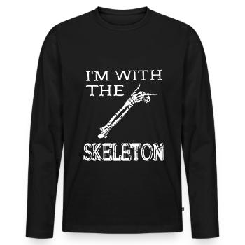 Halloween - Im with the Skeleton - Männer Premium Bio Langarmshirt - Schwarz - Vorne - Nico (187cm)