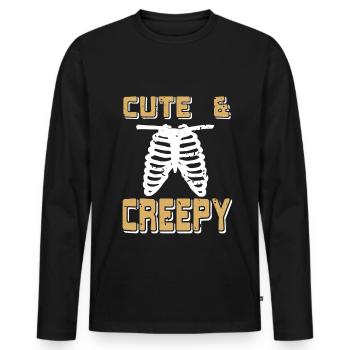 Halloween - Cute & Creepy - Männer Premium Bio Langarmshirt - Schwarz - Vorne - Nico (187cm)