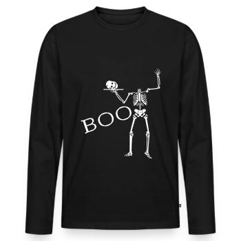 Skelett Totenkopf - Boo - Männer Premium Bio Langarmshirt - Schwarz - Vorne - Nico (187cm)