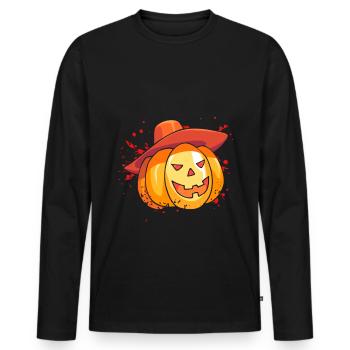 Épouvantail de citrouille d’Halloween - T-shirt manches longues Premium bio Homme - noir - Devant - Nico (187cm)