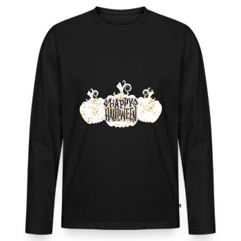Halloween Kürbis - Männer Premium Bio Langarmshirt - Schwarz - Vorne - Nico (187cm)