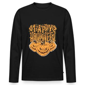 Citrouille d’Halloween - T-shirt manches longues Premium bio Homme - noir - Devant - Nico (187cm)