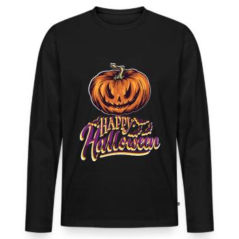 Bonne citrouille d’Halloween - T-shirt manches longues Premium bio Homme - noir - Devant - Nico (187cm)