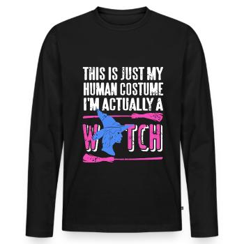 Hexe - C’est mon costume humain Je suis en fait un - T-shirt manches longues Premium bio Homme - noir - Devant - Nico (187cm)
