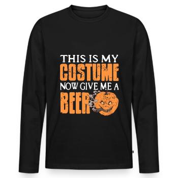 Pumpkin - This is my Costume Now give me a Beer - Men's Premium Organic Long Sleeve Shirt - black - Front - Nico (187cm)