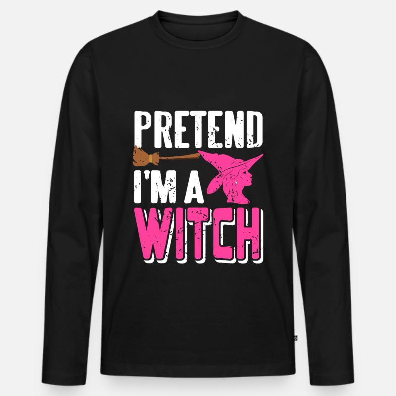 Hexe - Pretend Im a Witch - Männer Premium Bio Langarmshirt - Schwarz
