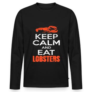 Keep calm and eat lobsters - Men's Premium Organic Long Sleeve Shirt - black - Front - Nico (187cm)