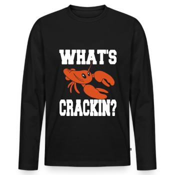 homard - Qu’est-ce que le crackin - T-shirt manches longues Premium bio Homme - noir - Devant - Nico (187cm)