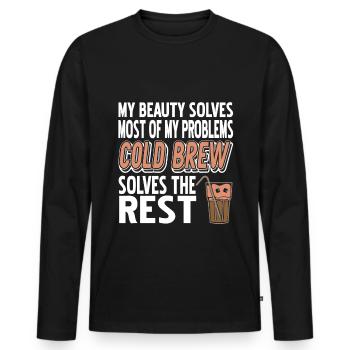 Cold brew solves the rest - Men's Premium Organic Long Sleeve Shirt - black - Front - Nico (187cm)