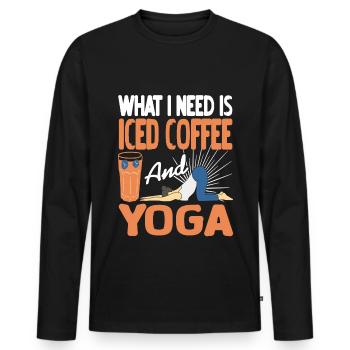 What i need is iced Coffee and Yoga - Männer Premium Bio Langarmshirt - Schwarz - Vorne - Nico (187cm)
