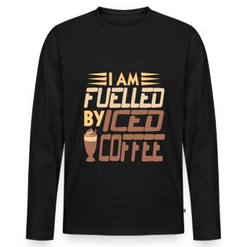 I am Fuelled by Iced coffee - Men's Premium Organic Long Sleeve Shirt - black - Front - Nico (187cm)