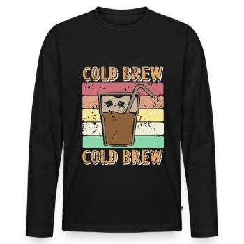 Eiskaffee - Cold Brew - Männer Premium Bio Langarmshirt - Schwarz - Vorne - Nico (187cm)