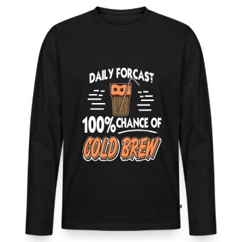 Daily forcast 100% chance of cold brew - Men's Premium Organic Long Sleeve Shirt - black - Front - Nico (187cm)