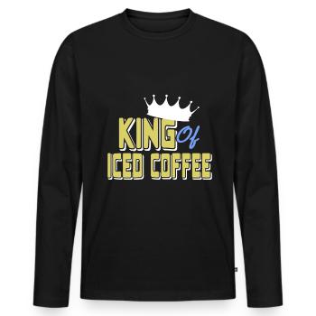 King of iced coffee - Men's Premium Organic Long Sleeve Shirt - black - Front - Nico (187cm)