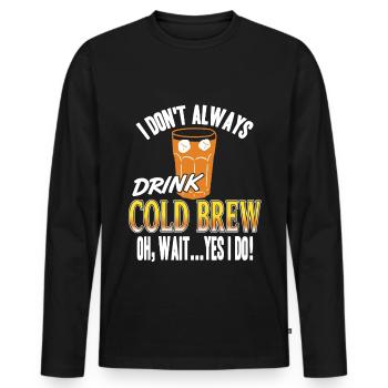 Je ne bois pas toujours de bière froide - T-shirt manches longues Premium bio Homme - noir - Devant - Nico (187cm)