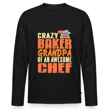 Crazy Baker Grand-père d’un chef génial - T-shirt manches longues Premium bio Homme - noir - Devant - Nico (187cm)