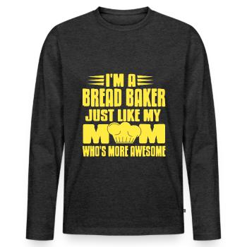 Im a bread baker mom whos more awesome - Männer Premium Bio Langarmshirt - Anthrazit meliert - Vorne - Nico (187cm)