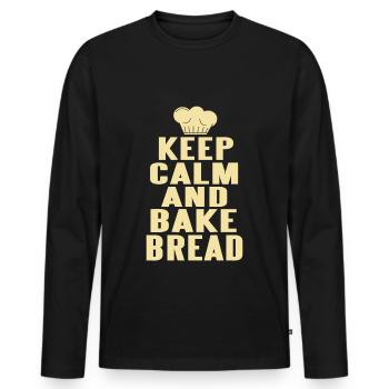Keep calm and bake bread - Men's Premium Organic Long Sleeve Shirt - black - Front - Nico (187cm)