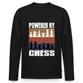 Powered by chess - Männer Premium Bio Langarmshirt - Schwarz - Vorne - Nico (187cm)
