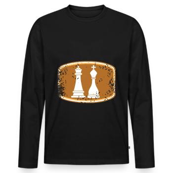 Pièces d’échecs de dames King - T-shirt manches longues Premium bio Homme - noir - Devant - Nico (187cm)