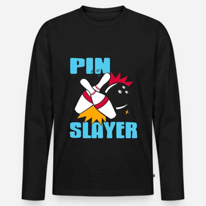Bowling - Pin Slayer - Männer Premium Bio Langarmshirt - Schwarz