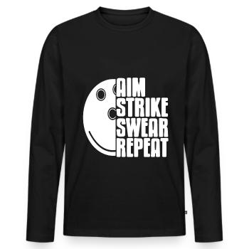 Objectif strinke jurer répéter - T-shirt manches longues Premium bio Homme - noir - Devant - Nico (187cm)