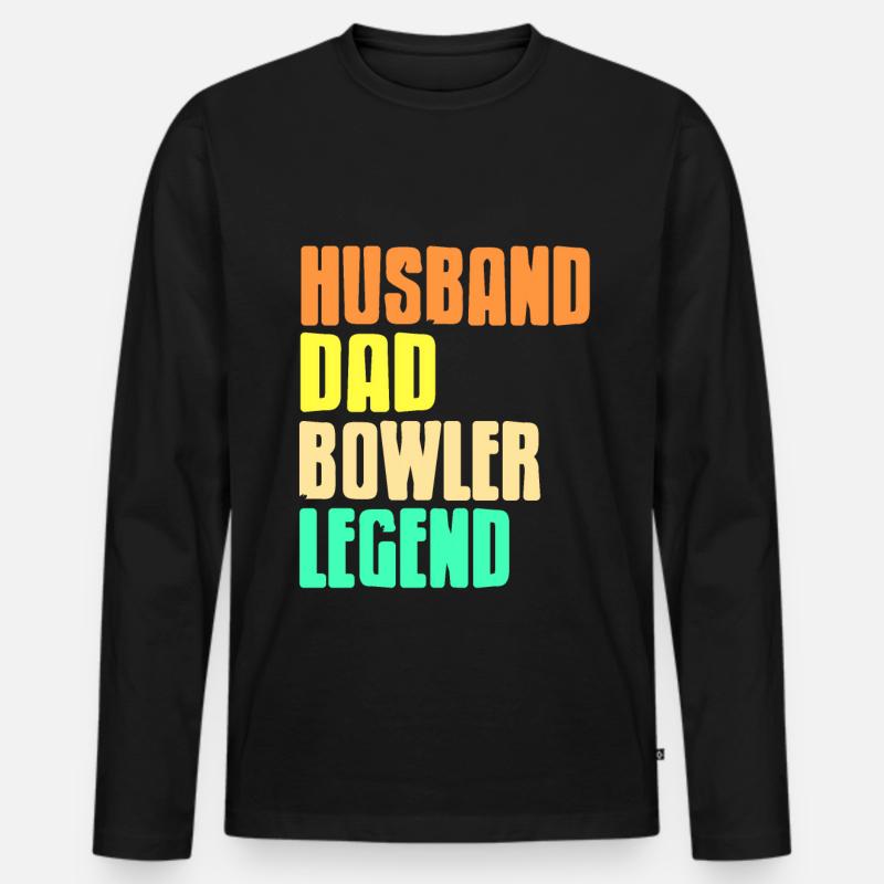 Husband Dad Bowler Legend - Männer Premium Bio Langarmshirt - Schwarz