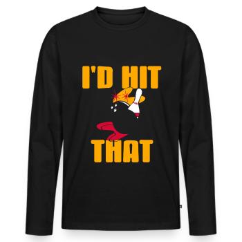 Bowling - Id hit That - Men's Premium Organic Long Sleeve Shirt - black - Front - Nico (187cm)