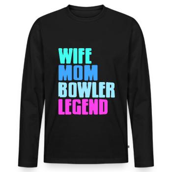 Wife mom Bowler Legend - Männer Premium Bio Langarmshirt - Schwarz - Vorne - Nico (187cm)