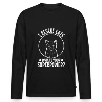 Je sauve Cats quel est votre super-pouvoir - T-shirt manches longues Premium bio Homme - noir - Devant - Nico (187cm)