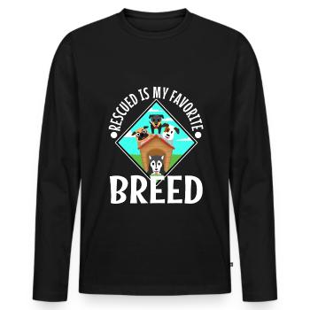 Rescued est ma race préférée - T-shirt manches longues Premium bio Homme - noir - Devant - Nico (187cm)
