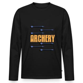 Archery with bow and arrow - Men's Premium Organic Long Sleeve Shirt - black - Front - Nico (187cm)