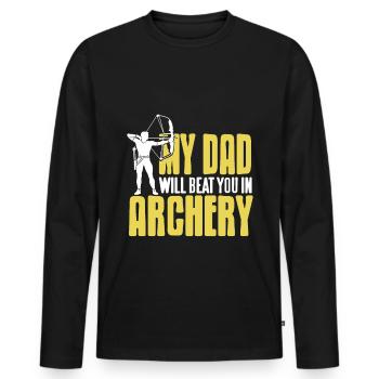 Bogenschießen - Mon das te battra au tir à l’arc - T-shirt manches longues Premium bio Homme - noir - Devant - Nico (187cm)