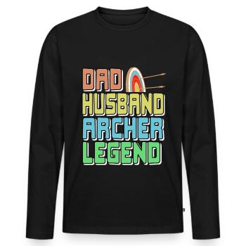 Dad Husband Archer Legend - Men's Premium Organic Long Sleeve Shirt - black - Front - Nico (187cm)